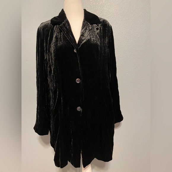 Chico's Jackets & Blazers - Chico’s Black Velvet Shirt Jacket Button Front Elegant Layering Goth Size 3 XL
